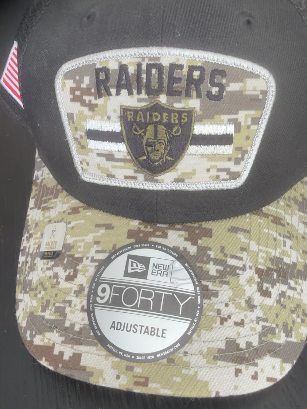 New Era 9FORTY Las Vegas Raiders Salute to Service Camo Adjustable Hat NWTOT